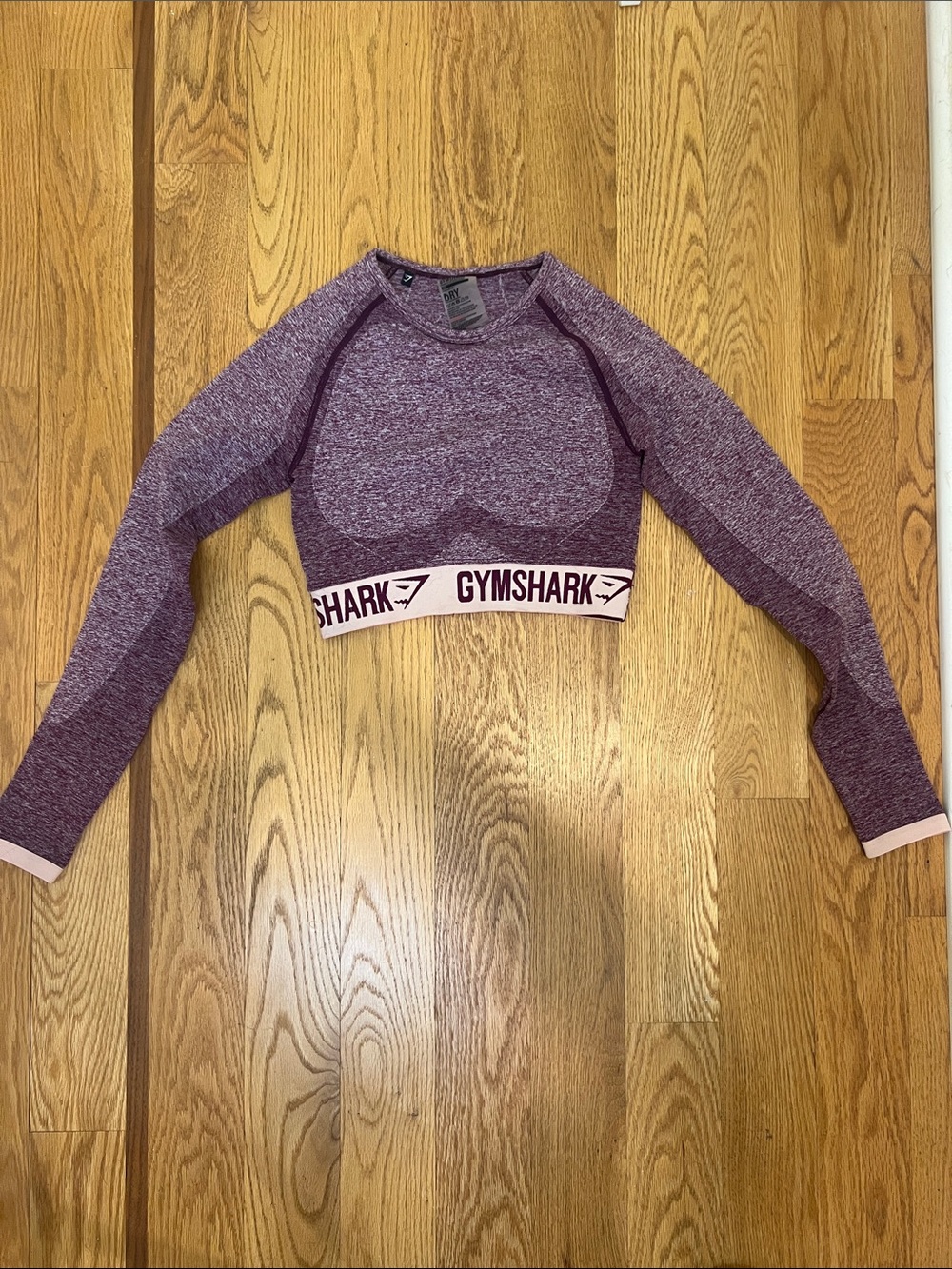 Gymshark Women's Long-Sleeve Crop Top in Plum Marl